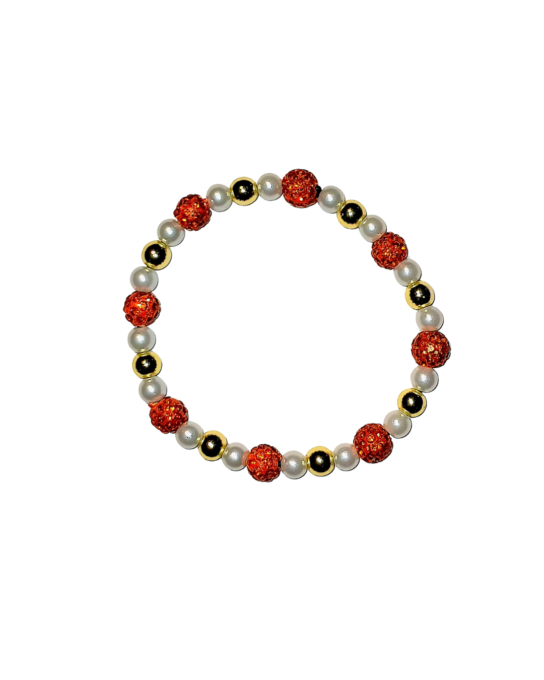 Oranje WK Armband – Oranje, Goud & Parels (Glamour Editie)